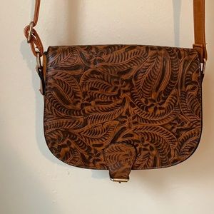 Nu G Brown Leather Purse - Floral